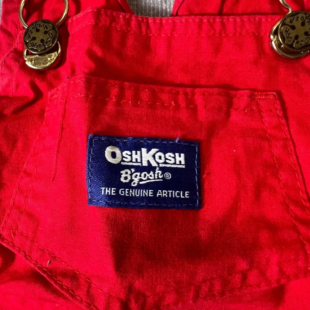 OshKosh Bgosh Kids Red Vestbak Cotton Shortalls Overalls Size 4T 744-9535